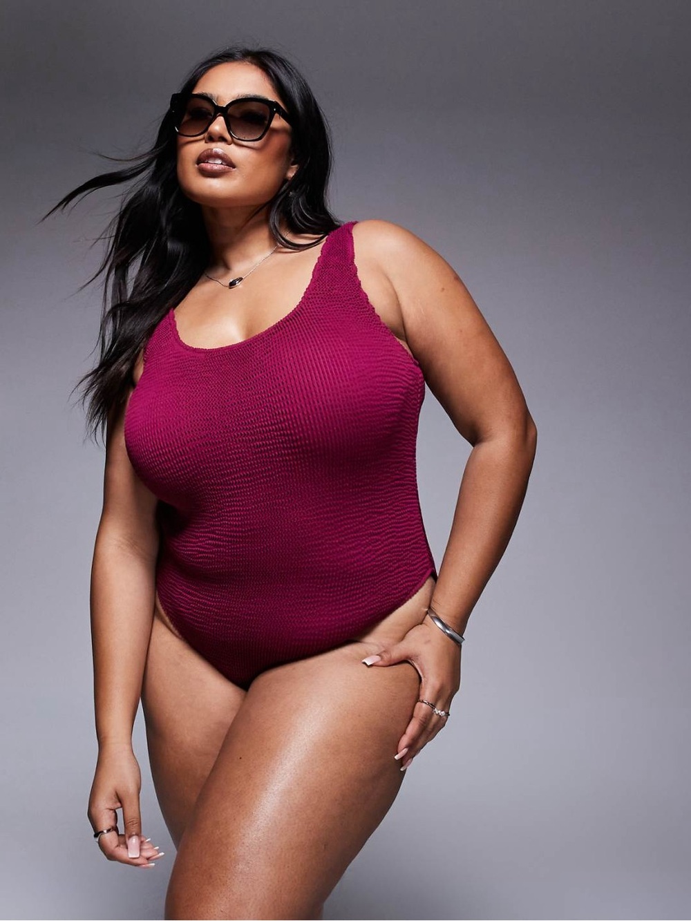 Moda Minx Curve scrunch swimsuit in berry  size 22